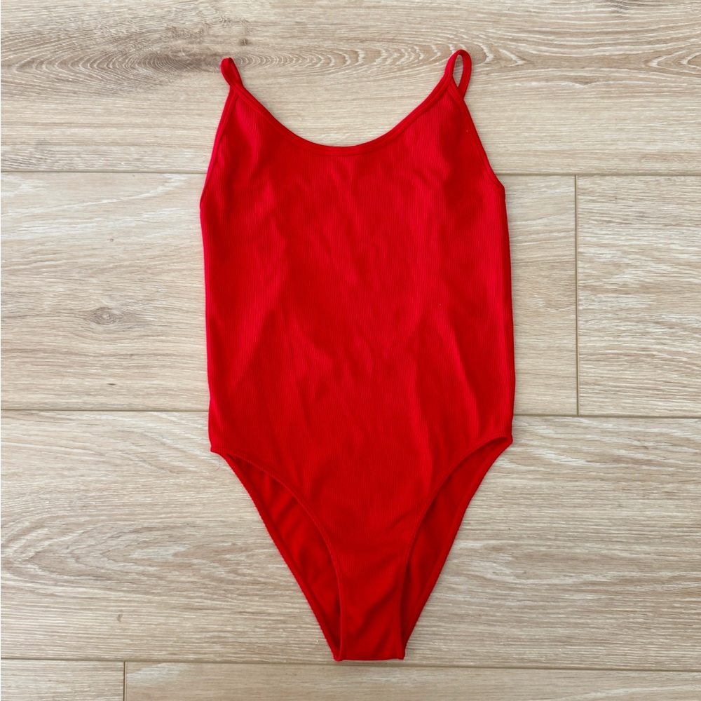 Red Bodysuit with Open Back